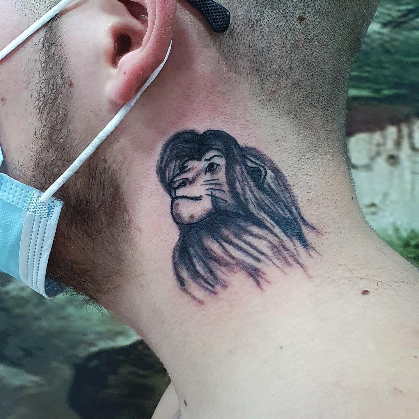 Beautiful Tattoo - Neck Sweet Lion Tattoos