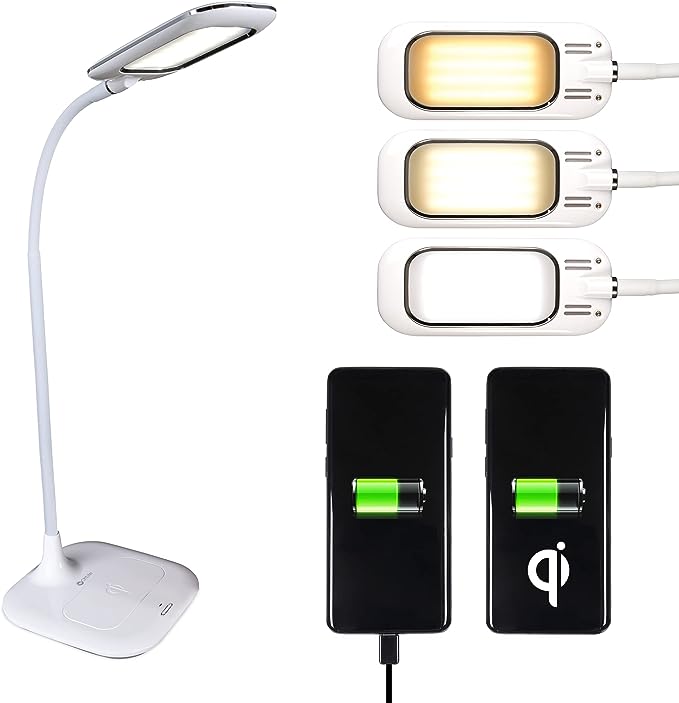 LED desk lamp with wireless charging