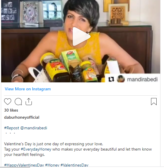 mandira bedi's reposted #everydayhoney post a dabur honey's instagram