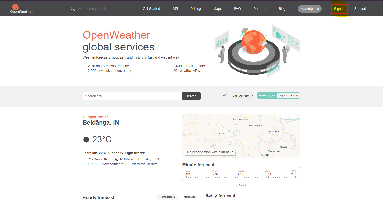 use weather API for data