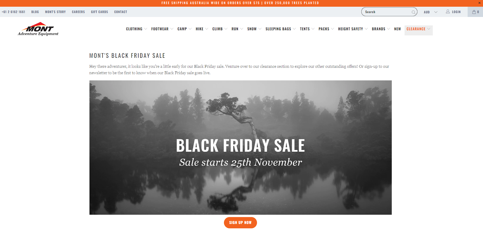 Mont Black Friday Sales Landing Page