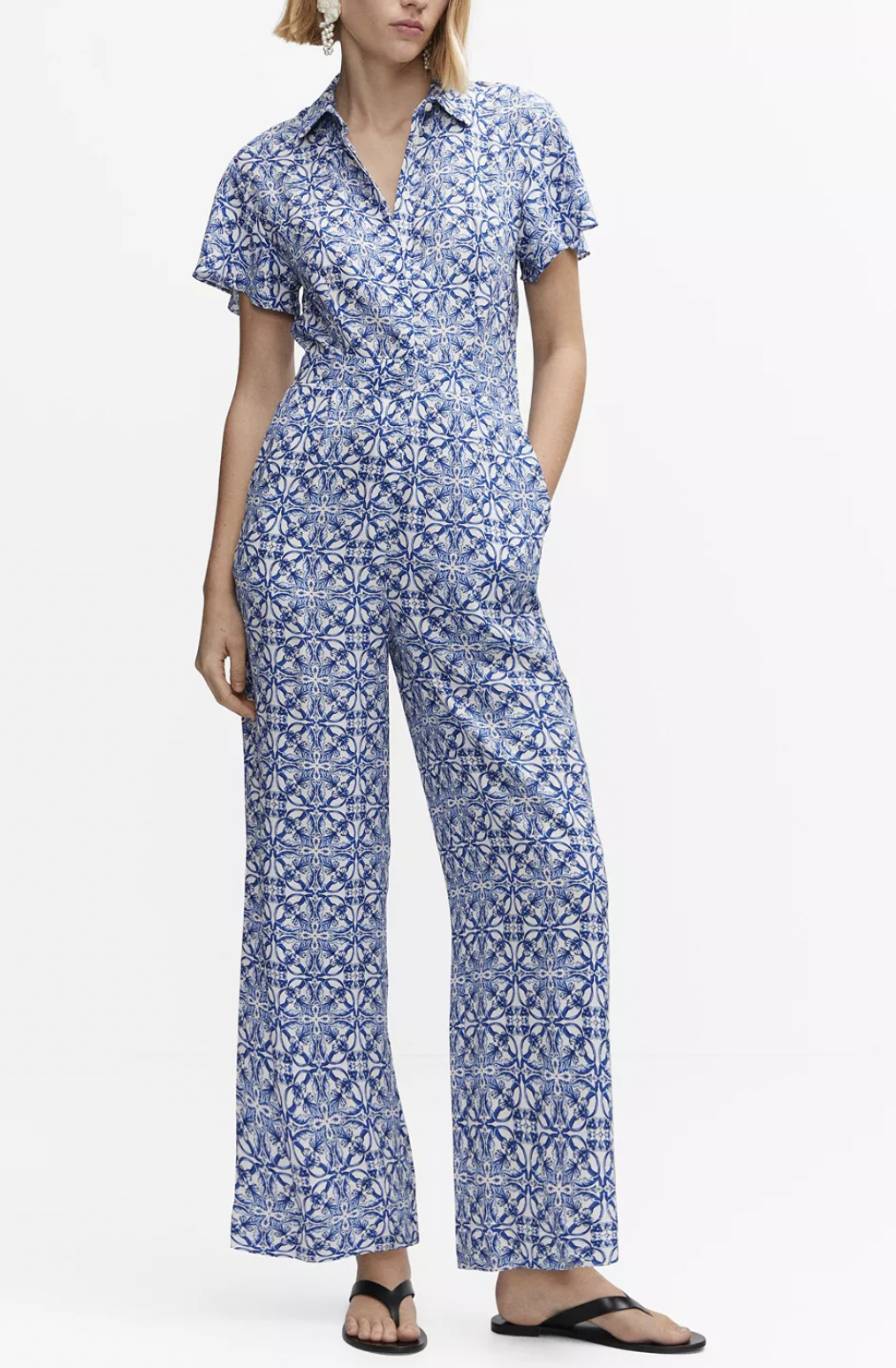 MANGO Printed Shirt Jumpsuit from Macy’s