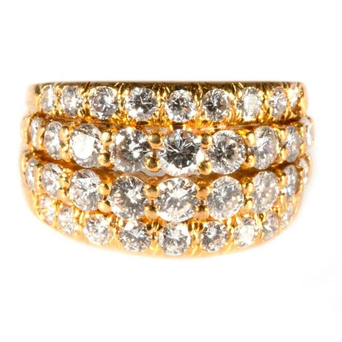 Diamond and 18k gold wide band ring
