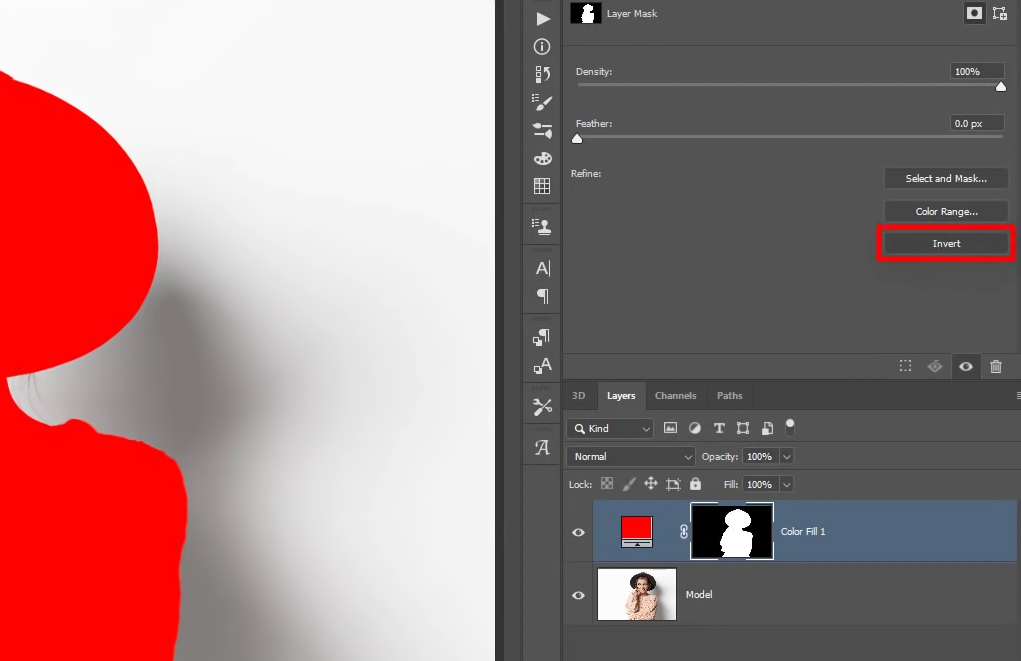 Click on the Invert button