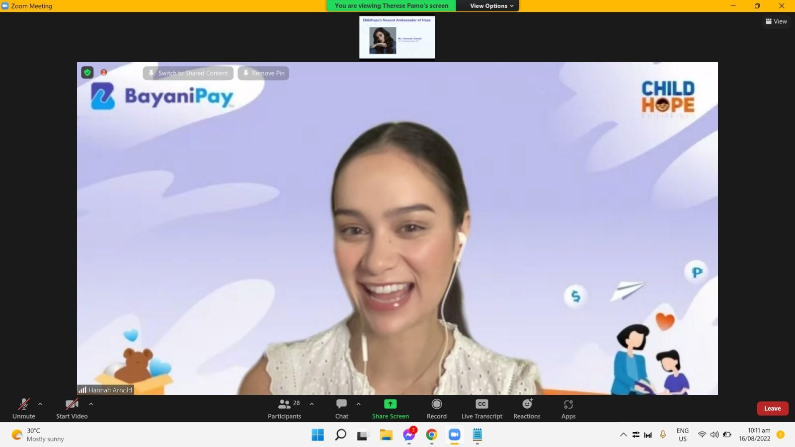virtual kumustahan guest hannah arnold childhope ambasador