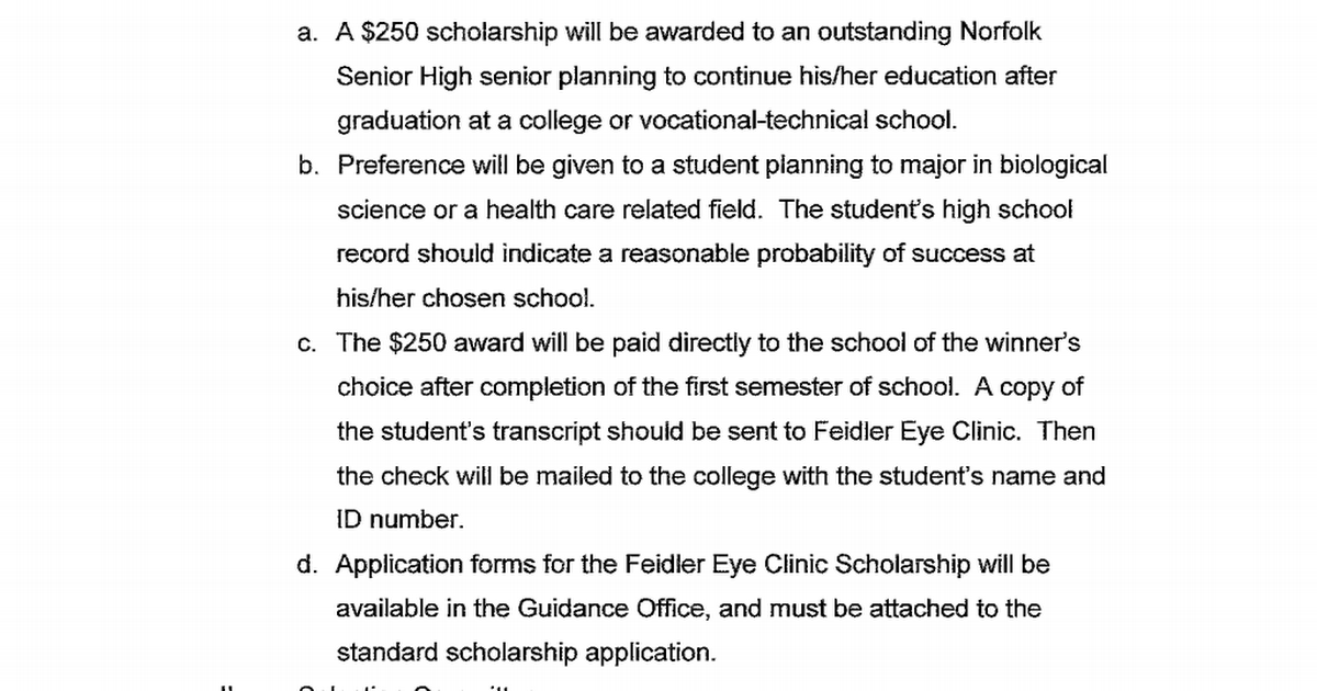 Feidler Eye Clinic Scholarship.pdf