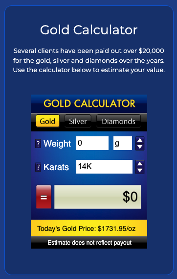 Cash For Gold USA gold calculator