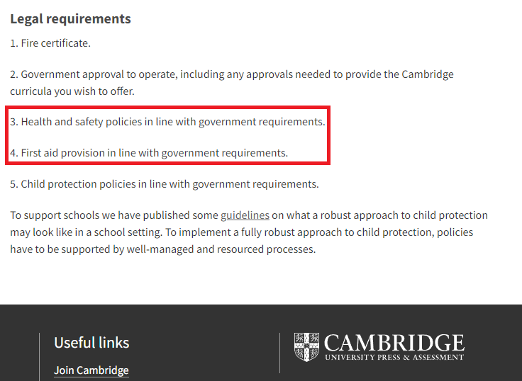 Cambridge International First Aid Training in Schools