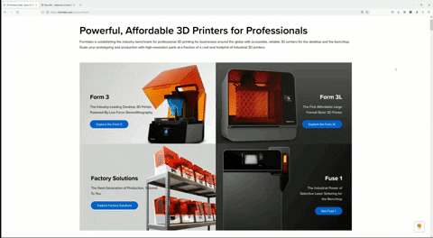 Formlabs' guide and product category page