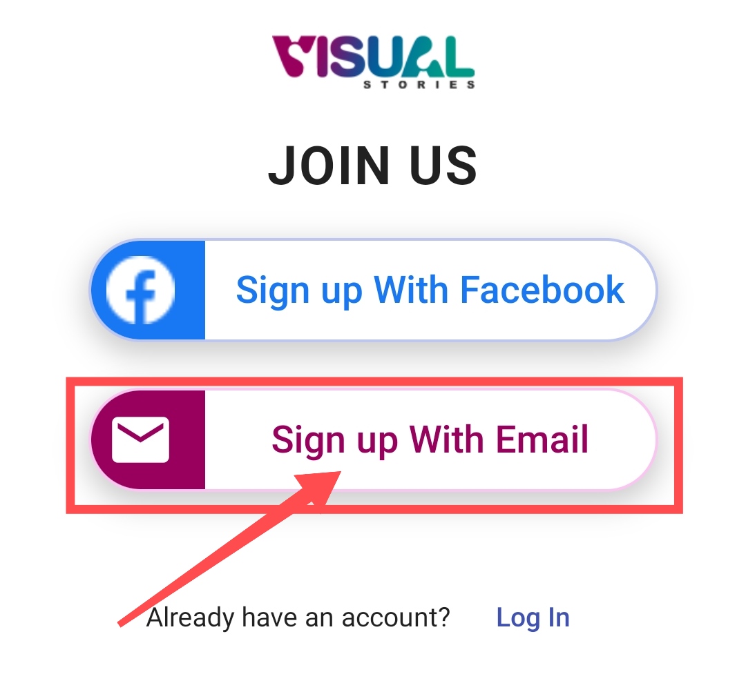 Facebook Ya Email Id Se Visual Stories Ka Account Banaye