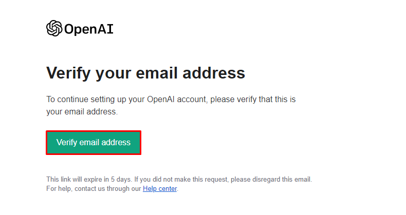 Correo de verificación de OpenAi
