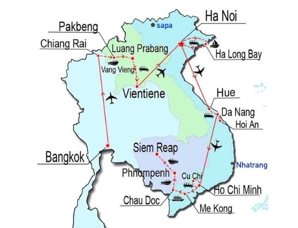 Itinerary for Indochina (Vietnam, Cambodia, Lao)