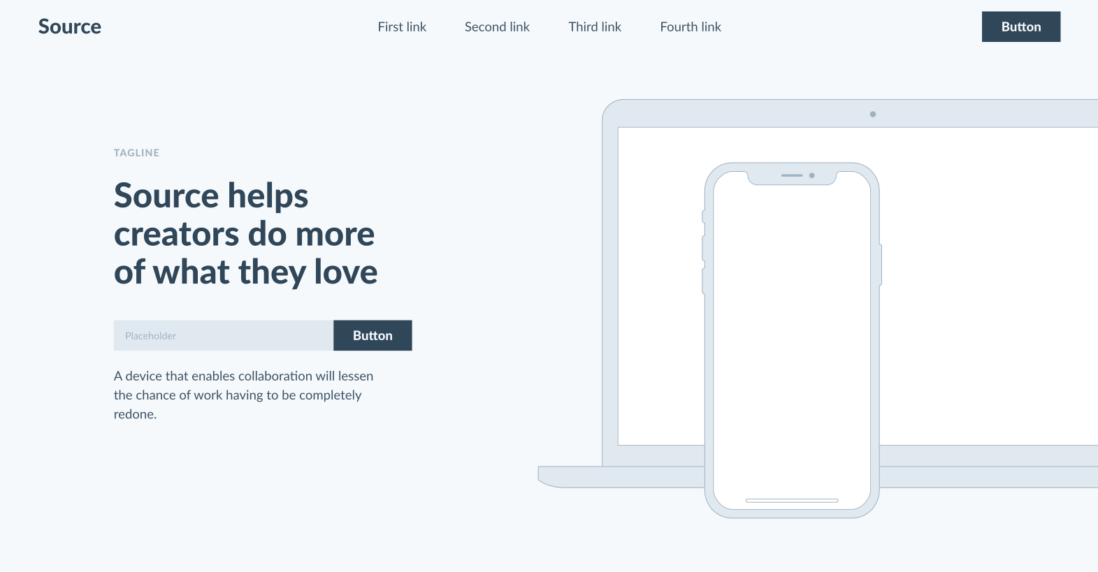 A screenshot of the Source Wireframes Kit landing page.