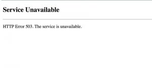 Common web error showing 503 error