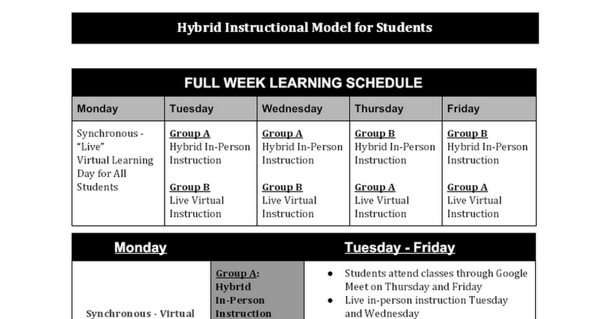  Hybrid Learning Expectations for Students 
