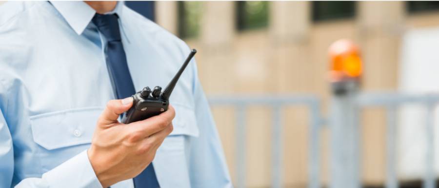 security guard with walkie talkie