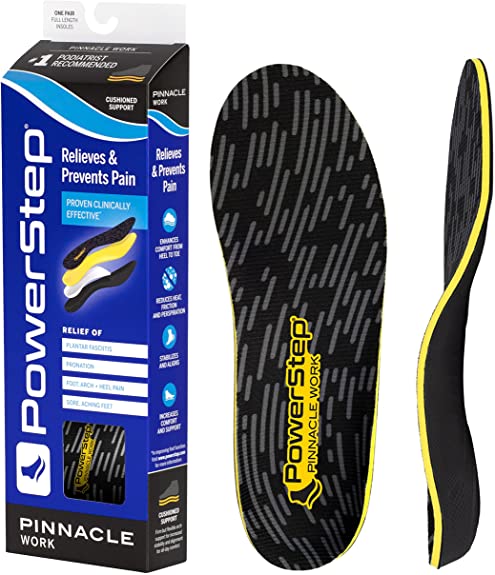 Powerstep Pinnacle Work Insoles - Neutral Arch Support Insoles, Maximum Cushioning, Occupational Wear, Orthotic Inserts