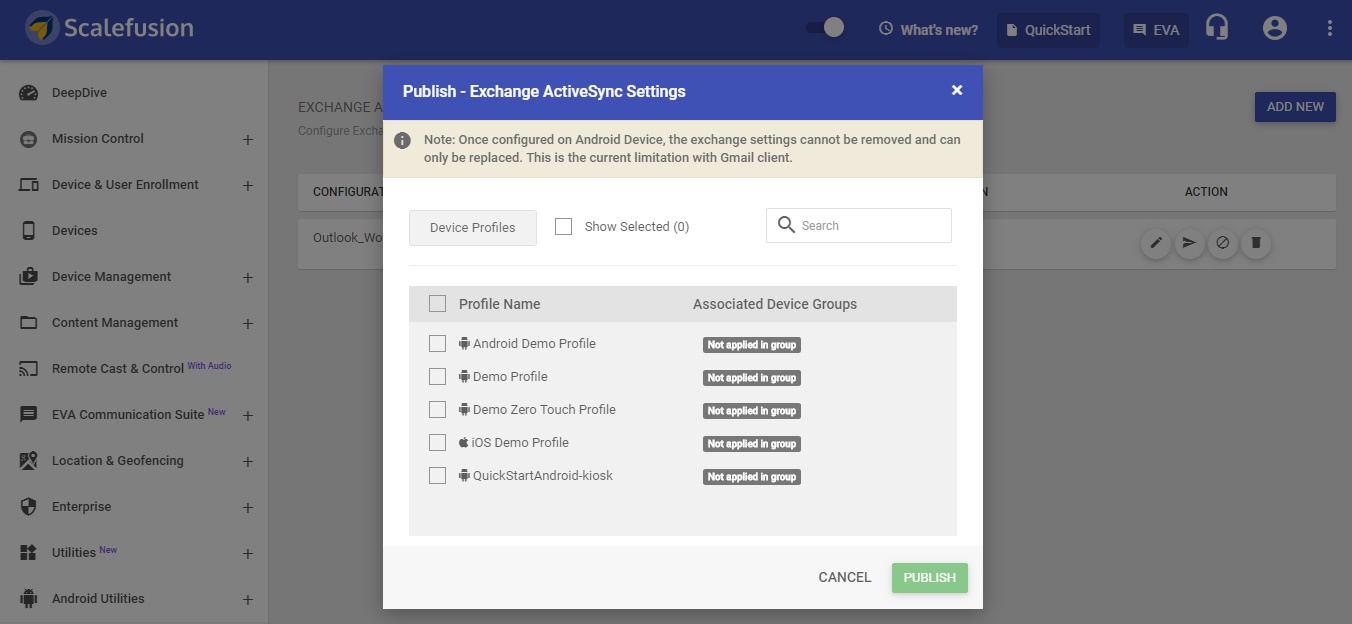 Secure Email and exchange settings
