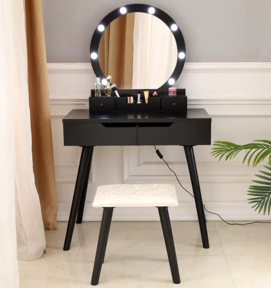 Sikeston Vanity Table With Lighted Mirror