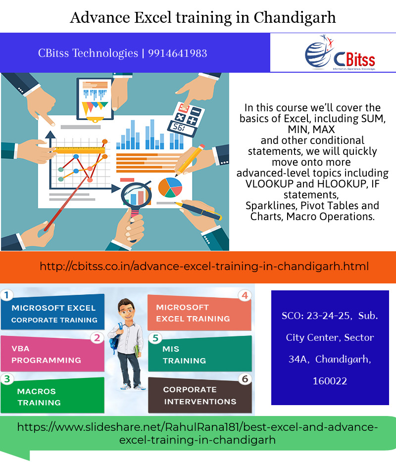 Advance excel training course in Chandigarh provides by CBitss Technologies