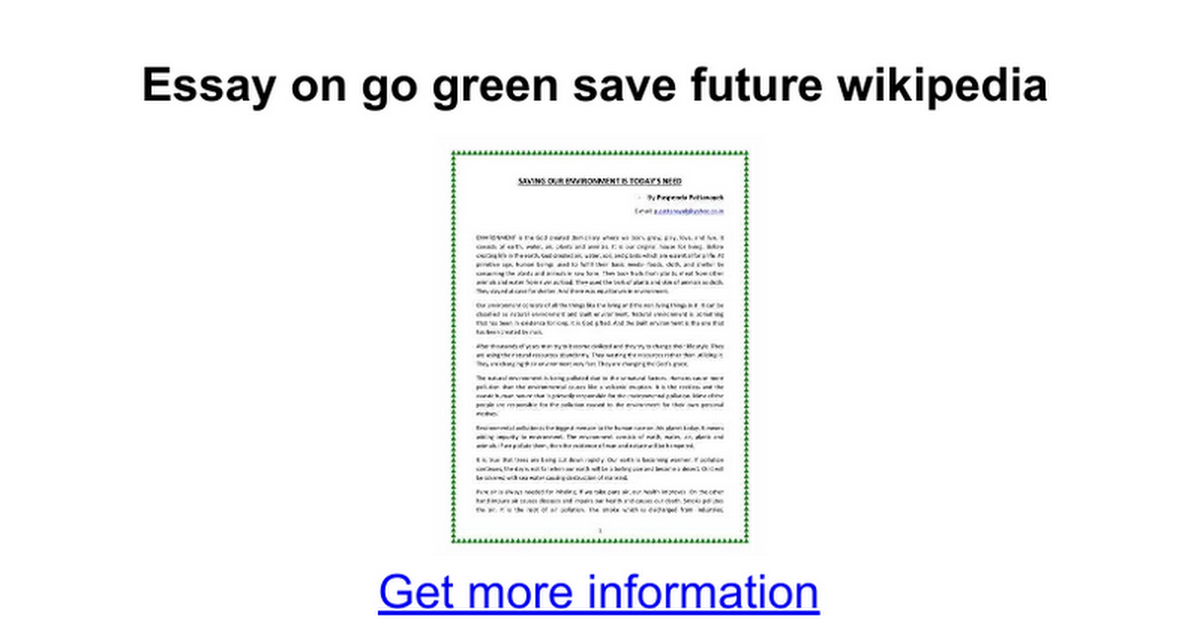 go green essay 100 words