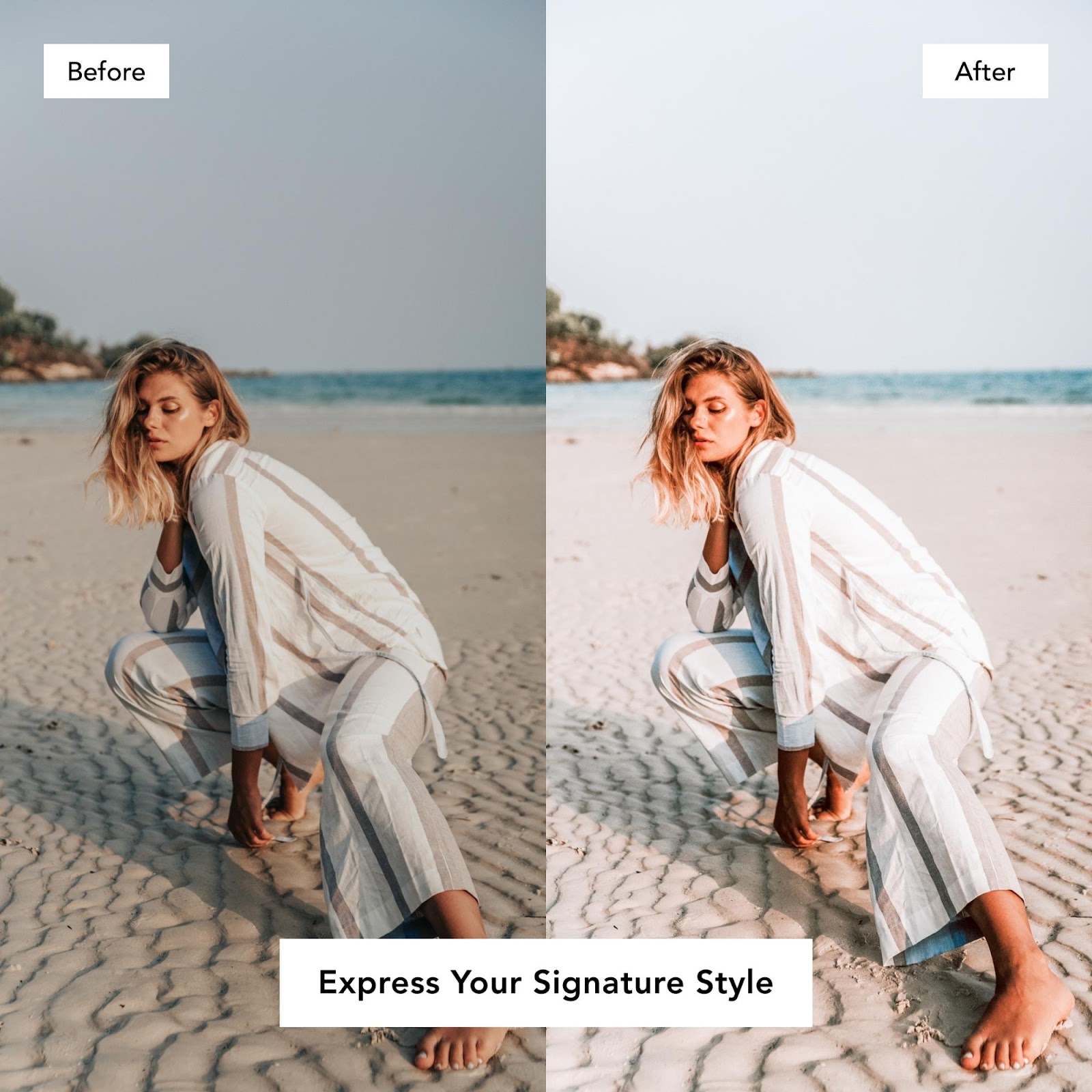 insta cream flourish presets cover grid before after