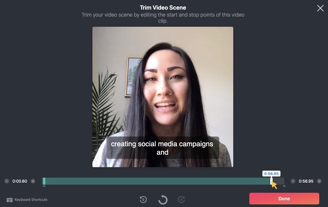 With Vocal Video, you can easily trim video scenes where needed.