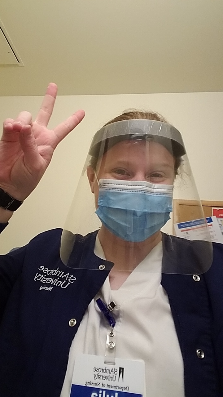 Student nurse, Julia, at her clinicals. Photo courtesy of Hanacek.