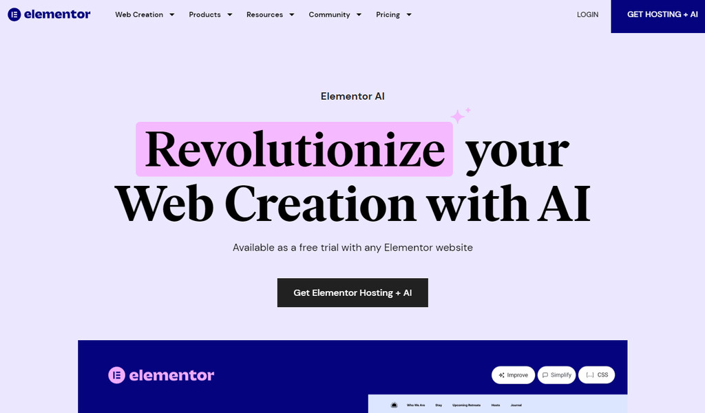 Banner do plugin de IA do WordPress: Elementor AI