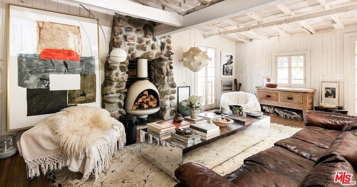 White living room with a fireplace