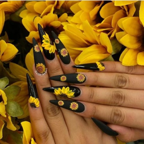 Sunflower Nail Designs