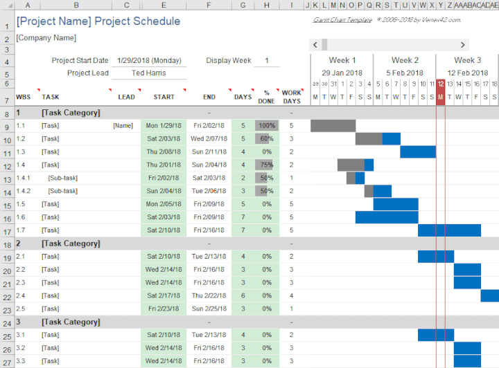 project management timeline template excel