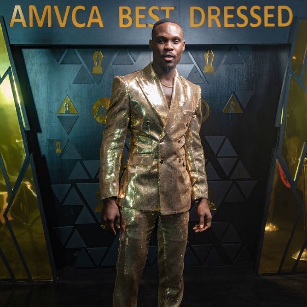 Nonso Bassey’s gilded ensemble at the AMVCA