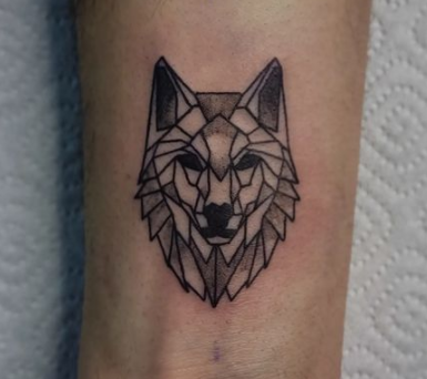 Geometric Alpha Wolf Tattoo