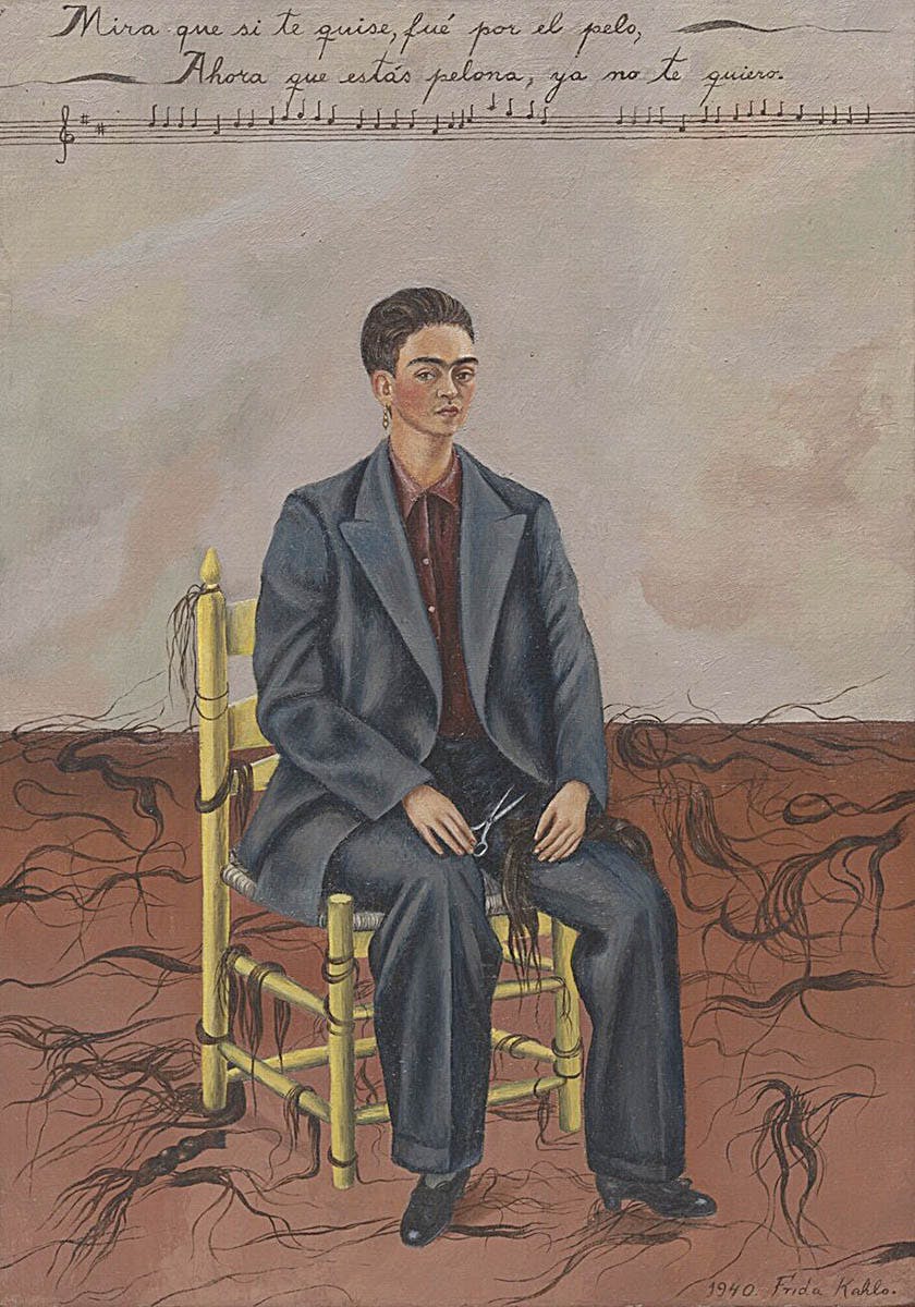 artist frida kahlo self portrait cropped hair