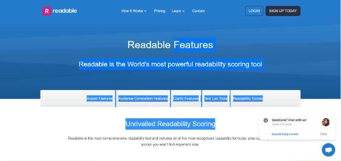 Login page of Readable the readability score checker 
