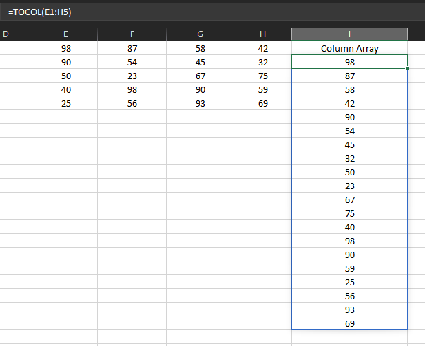 How to Transform an Array in a Single Column