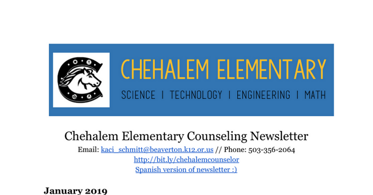 Chehalem Elementary Counseling Newsletter