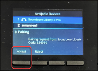 Accept Pairing screen