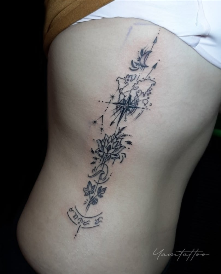 Flower Themed Rib Tattoos 26