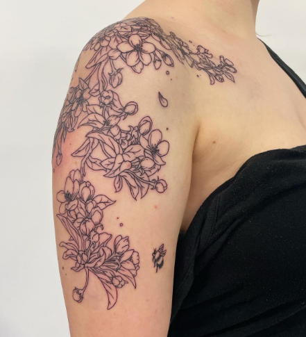 Apple Flower Classy Shoulder Tattoos Female