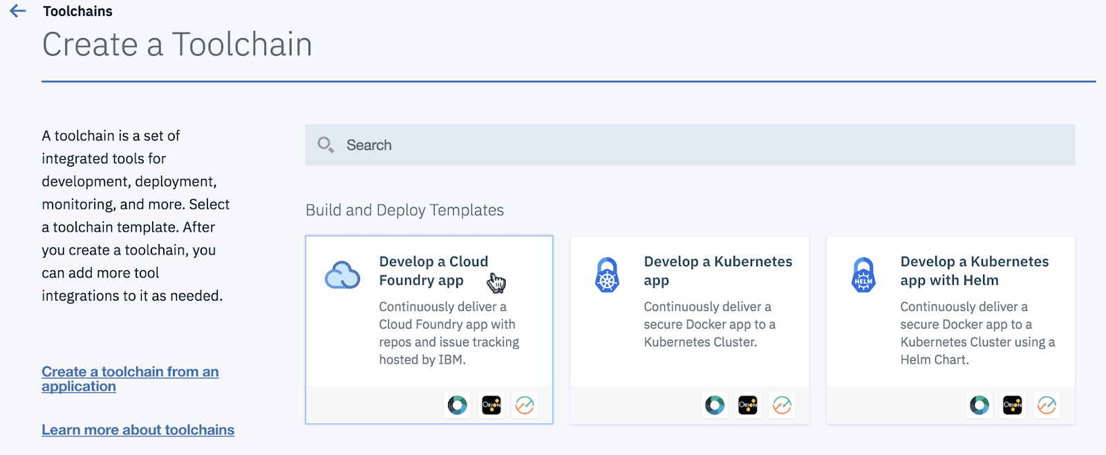 Develop a Cloud Foundry app toolchain catalog entry
