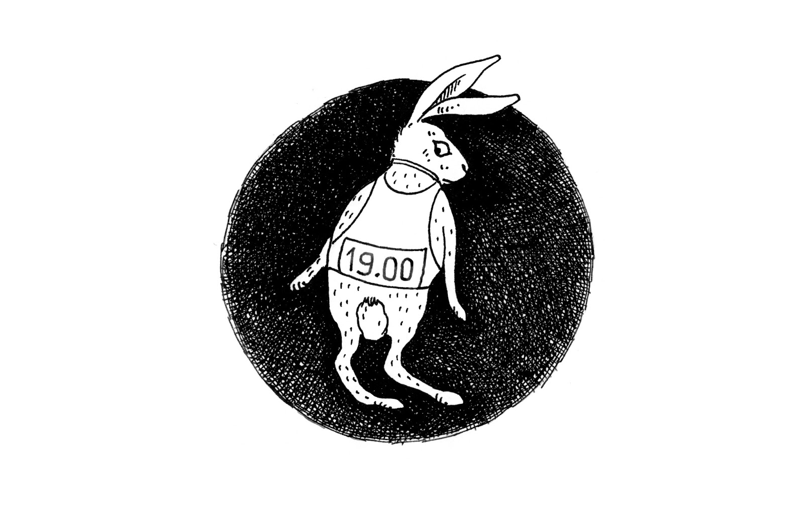 Illustration of a Bunny with time on the back. 