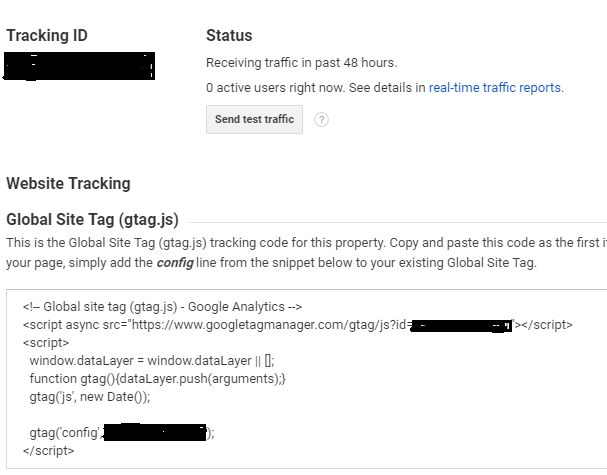 Google Analytics Tracking snippet