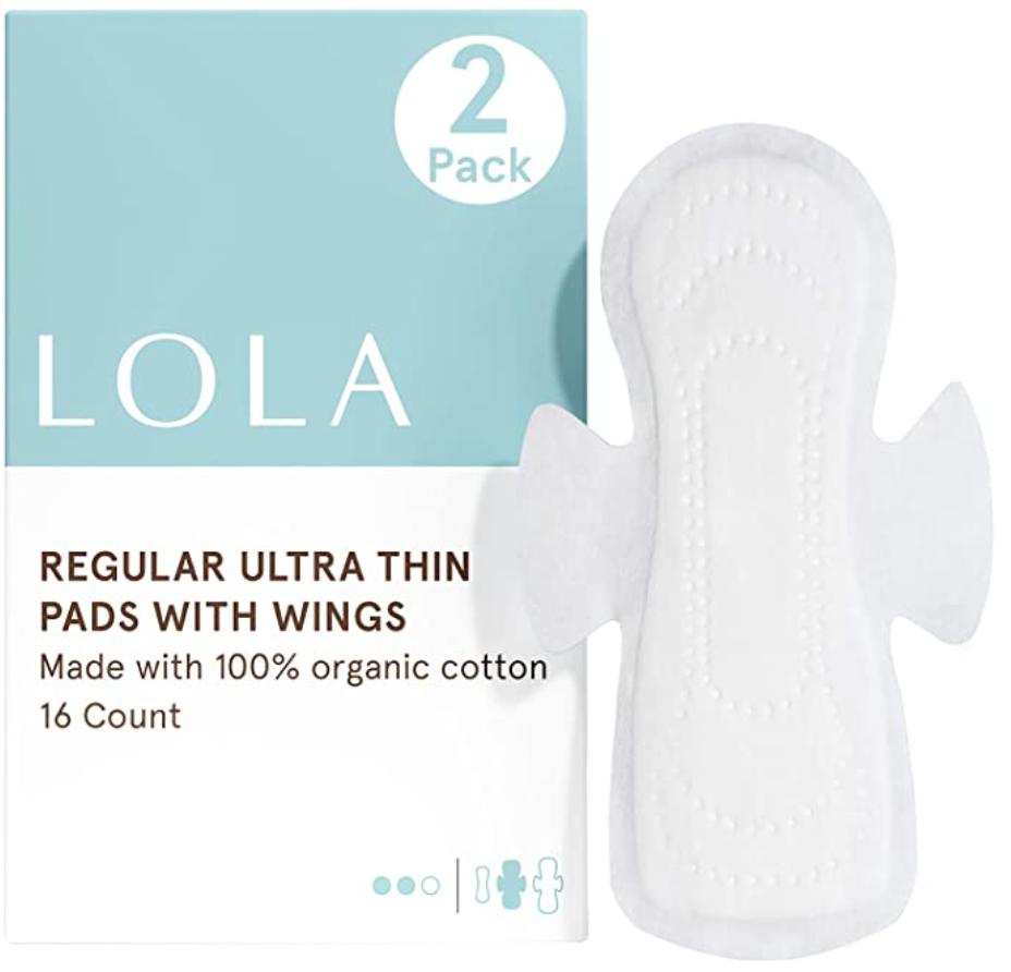 Lola 100% Organic Cotton regular menstrual pad with wings