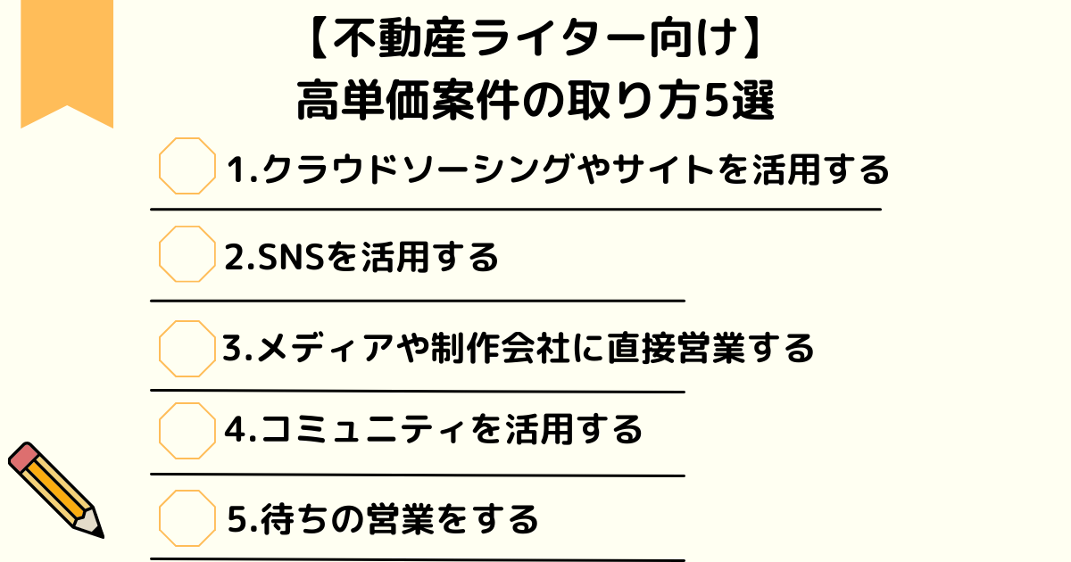 不動産ライター向け　高単価案件の取り方5選