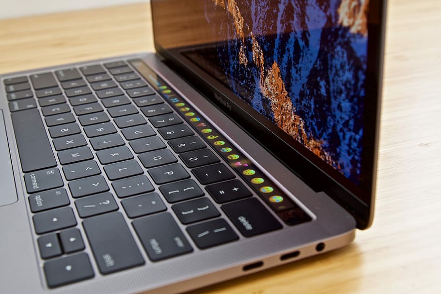 This image shows that a MacBook Pro's keyboard and a open display.