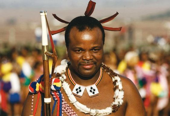 A Swazi man wearing Swazi traditional outfit