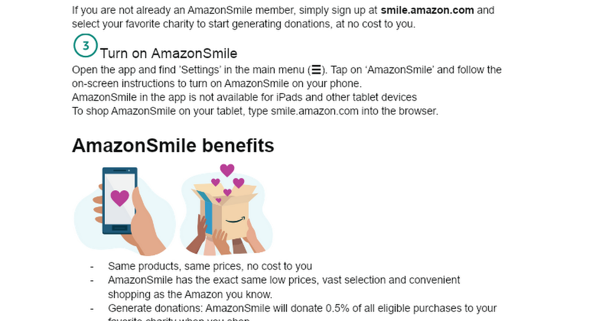 Amazon Smile and Box Top App Instructions Sheet for Families