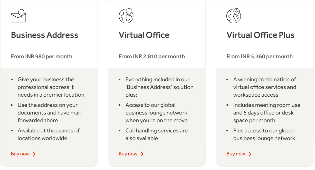 Regus virtual office plans